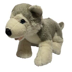 Build a Bear Wolf Husky Dog Realistic Gray Full Body Stuffed Animal Plush 15"